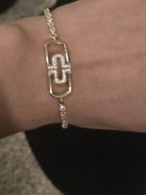22kgp Dubai Jewelry Gold-Tone Pave Link Bracelet - Women Jewelry